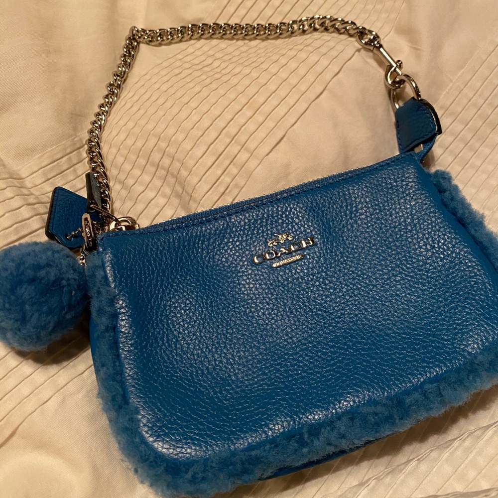 Mini coach purse leather with Sherpa